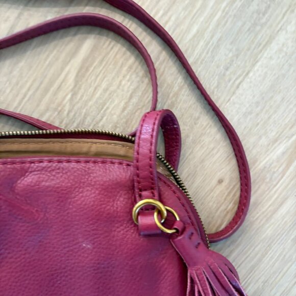 ** HOBO Leather Red Pink Mini Crossbody Purse Bag - Picture 4 of 9
